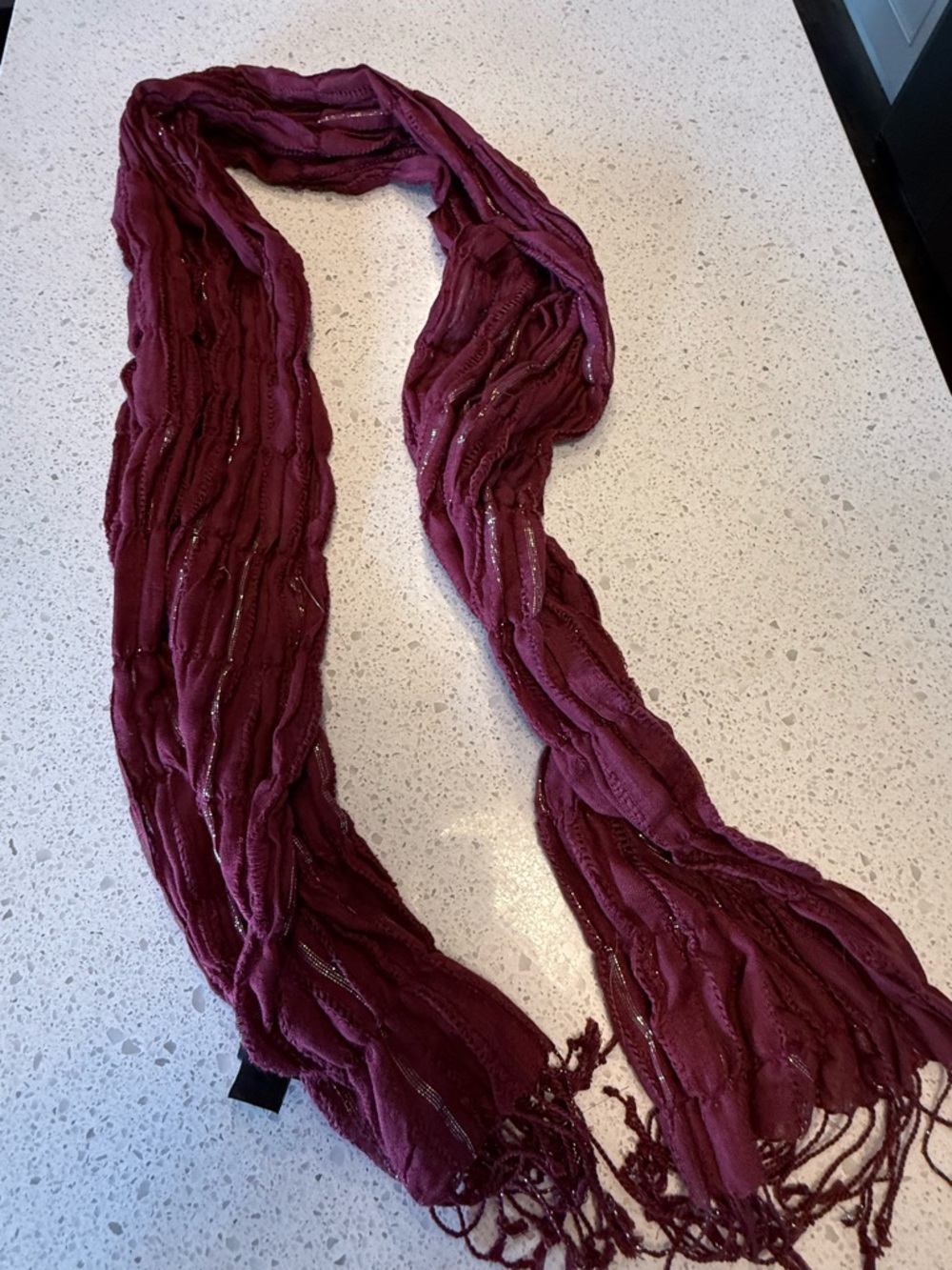 Cejon Lightweight Burgundy Womens Scarf with Metallic Thread